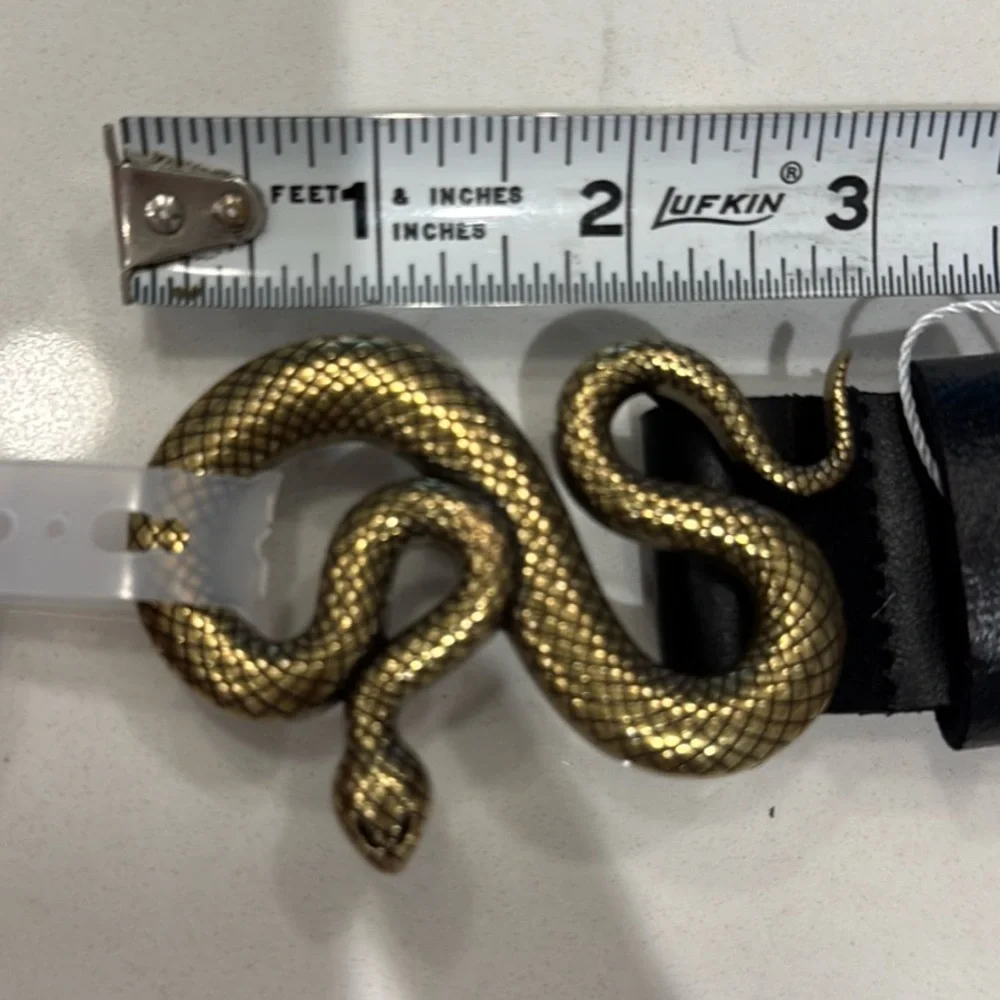 Snake buckle genuine leather belt
